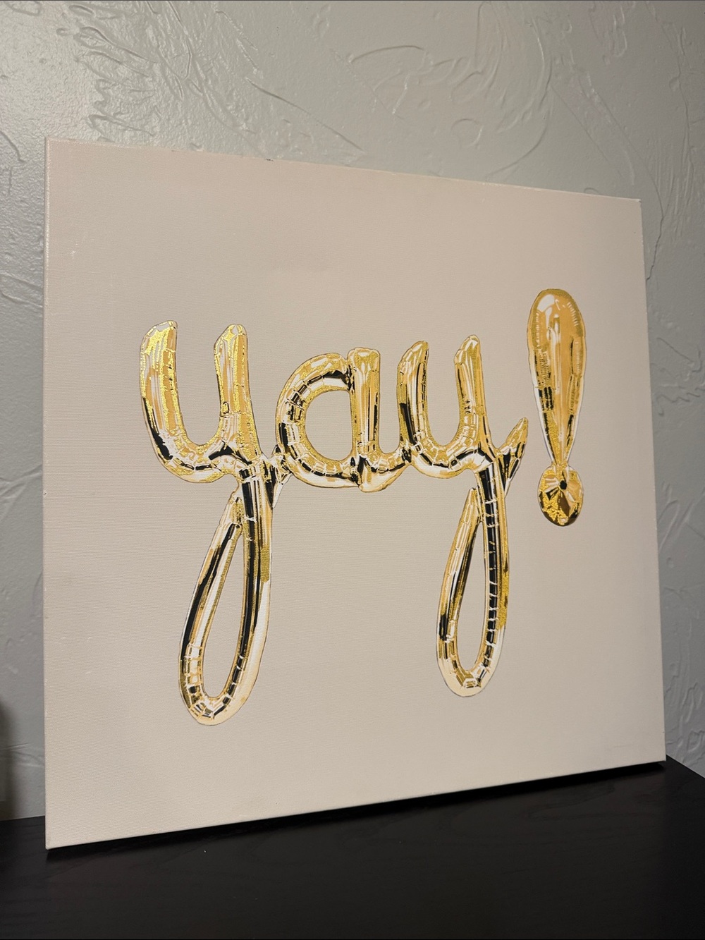Gold 'yay!' Balloon Wall Art Canvas
